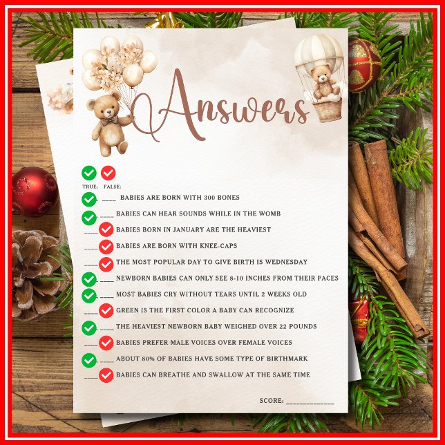 Convites OH BEBÊ, TRUE OU FALSO Urso de Gancho de Chá de fr (Criador carregado)