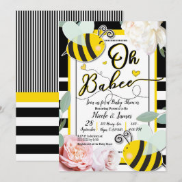 Convites Oh BeBee Floral Chic Amarelo Chá de Bebê