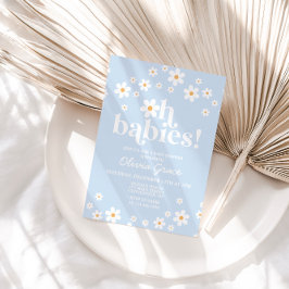Convites Oh, bebês! Chá de fraldas azul-margarida pálido