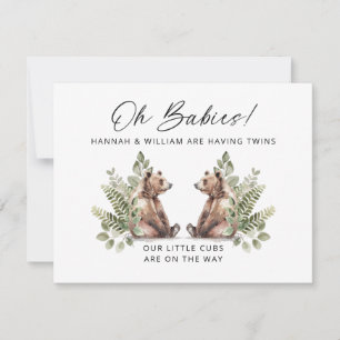 Convites Oh Bebês Gêmeos No Caminho Do Urso De Aquarela