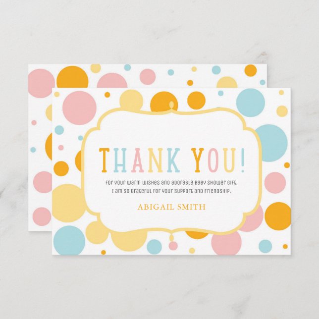 Convites Oh, Bolinhas Divertida Chá de fraldas Obrigado (Frente/Verso)