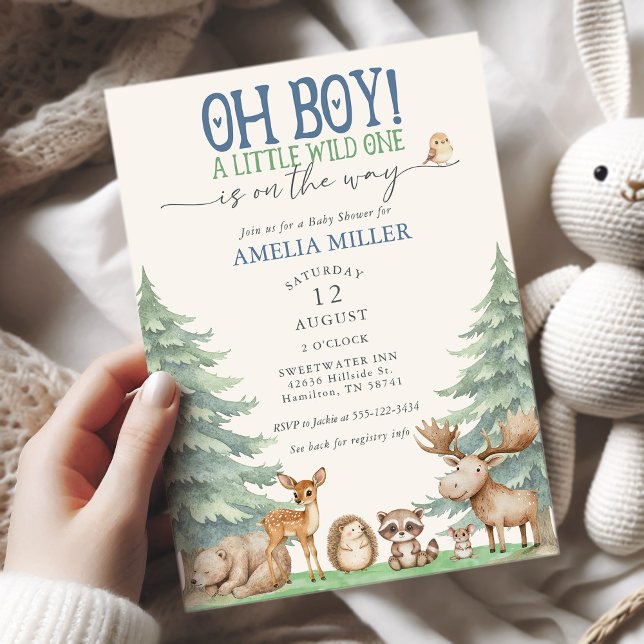 Convites Oh Boy A Little Wild One Forest Animal Baby Shower (Oh Boy A Little Wild One Forest Animal Baby Shower Invitation)