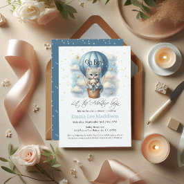 Convites Oh Boy Adventure Aguarda Kitten no Balão de Ar Que