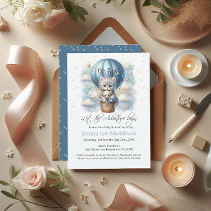 Convites Oh Boy Adventure Aguarda Kitten no Balão de Ar Que