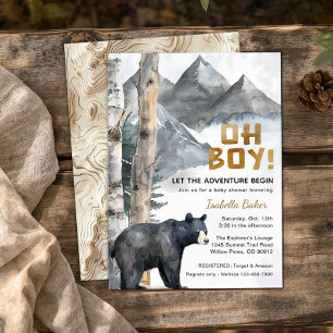 Convites Oh Boy Adventure Begin Urso e Chá de fraldas de