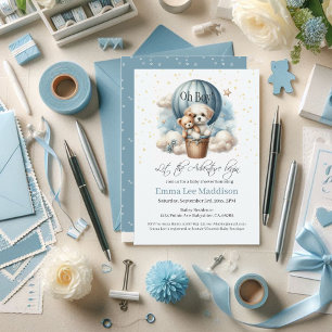 Convites Oh Boy Adventure Chá de fraldas Puppy Hot Air Ball