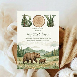Convites Oh Boy Adventure Woodland Bear Baby Shower