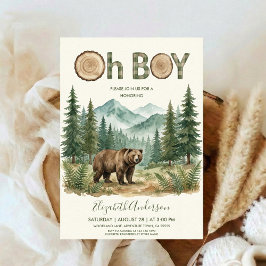 Convites Oh Boy Adventure Woodland Bear Baby Shower