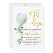 Oh Boy Baby Blue Balloon Eucalyptus chá de fraldas