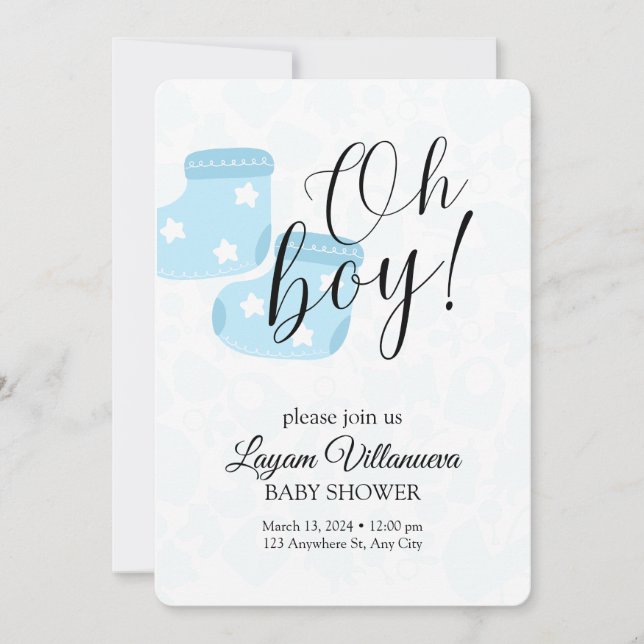 Convites "Oh Boy" Baby Shower Invitation  (Frente)