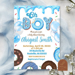 Convites Oh Boy Blue Donut baby shower Invitation