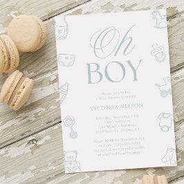 Convites Oh Boy Blue Hand Drawn Baby Shower