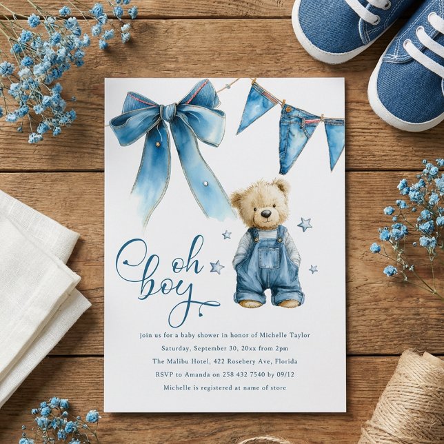 Convites Oh Boy | Blue Jean Baby Denim Baby Shower (Criador carregado)