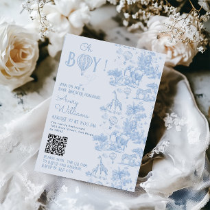 Convites Oh Boy Blue Toile Safari Chá de fraldas