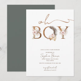 Convites Oh Boy Boho Tropical Flowers Boy Chá de fraldas