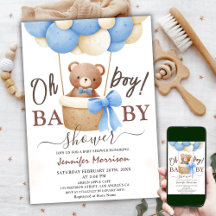 Oh Boy | Chá de fraldas Blue Balloon Cute Bear