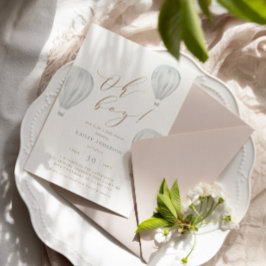 Convites Oh Boy - Chá de fraldas Menino Balão de Ar Quente