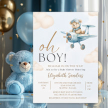 Oh Boy,  Cute Bear Baby shower boy