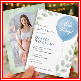 Convites Oh Boy Eucalyptus PHOTO Greenery Baby Shower