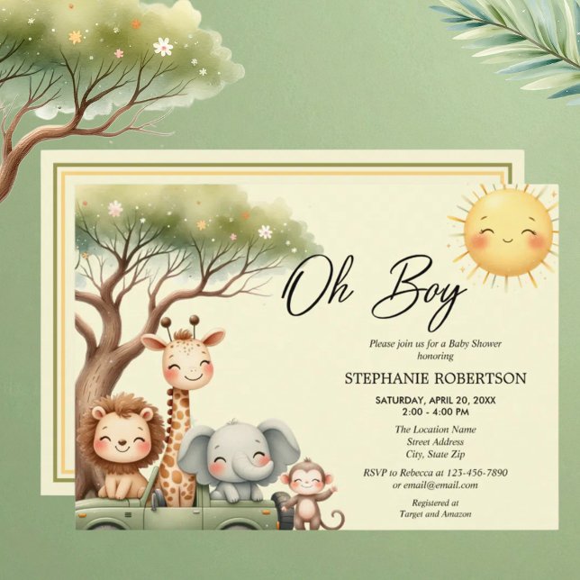 Convites Oh boy fun safari animal boy baby shower (Criador carregado)