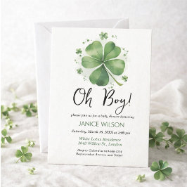 Convites Oh Boy Green Shamrock St. Patricks Day Baby Shower