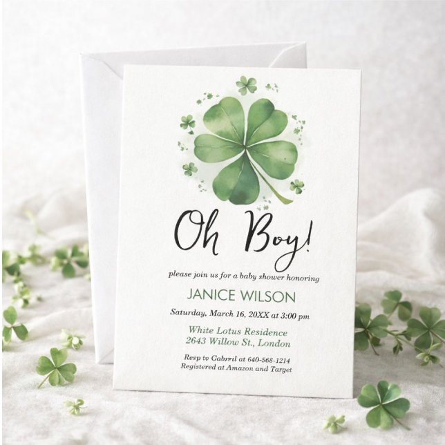 Convites Oh Boy Green Shamrock St. Patricks Day Baby Shower (Criador carregado)