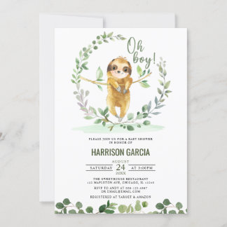 Convites Oh Boy Greenery Floral Bonito Chá de fraldas