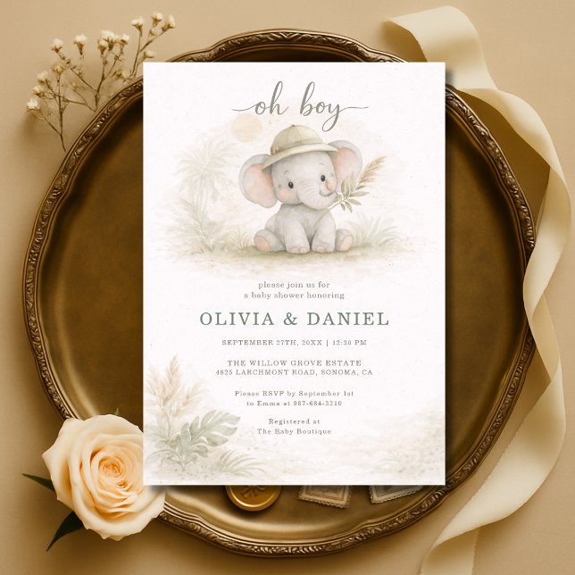 Convites Oh Boy Jungle Safari Couples Baby Shower (Criador carregado)