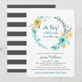 Convites oh Boy Little Man Chá de fraldas Black Cinza Convi