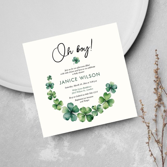 Convites Oh Boy Lucky Charm Chá de fraldas (Criador carregado)