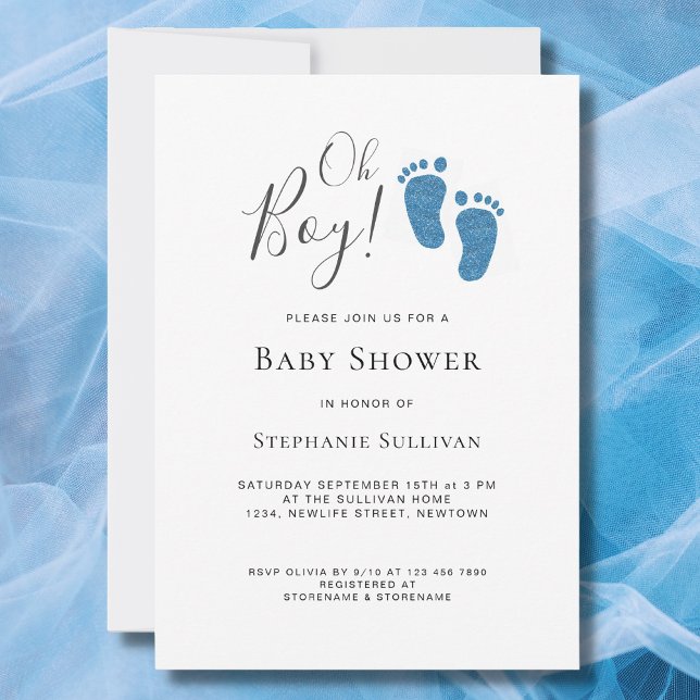 Convites  Oh Boy Modern Blue Baby Shower  (Criador carregado)