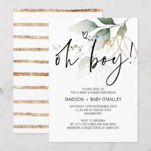 Convites Oh Boy Party Moderno Eucalyptus