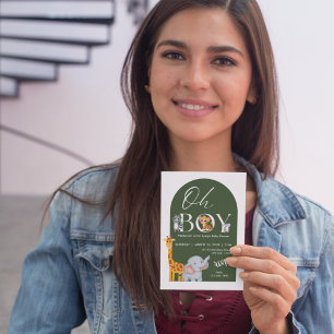 Convites Oh Boy Safari Animal Chá de fraldas