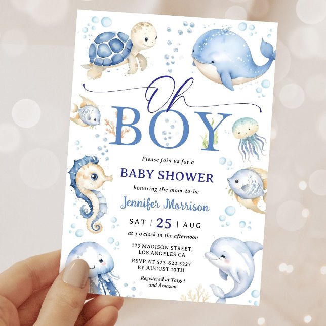 Convites Oh Boy Under The Sea Ocean Baby Shower Invitation (Criador carregado)