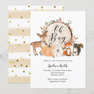 Convites Oh Boy Woodland chá de fraldas