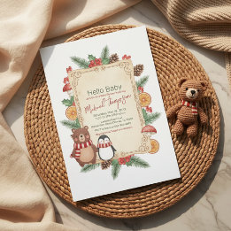 Convites Oh Boy Woodland Winter Baby Shower Invitation