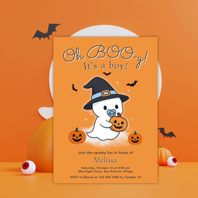 Convites Oh Chá de fraldas de Boo-y Halloween (Criador carregado)