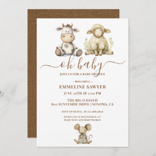 Convites Oh Chá de fraldas de criananimais