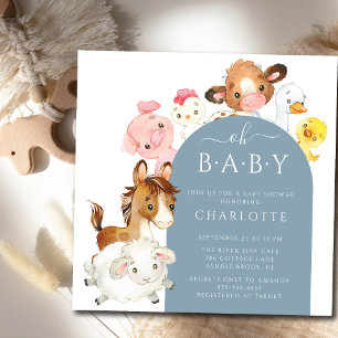 Convites Oh Chá de fraldas de criananimais