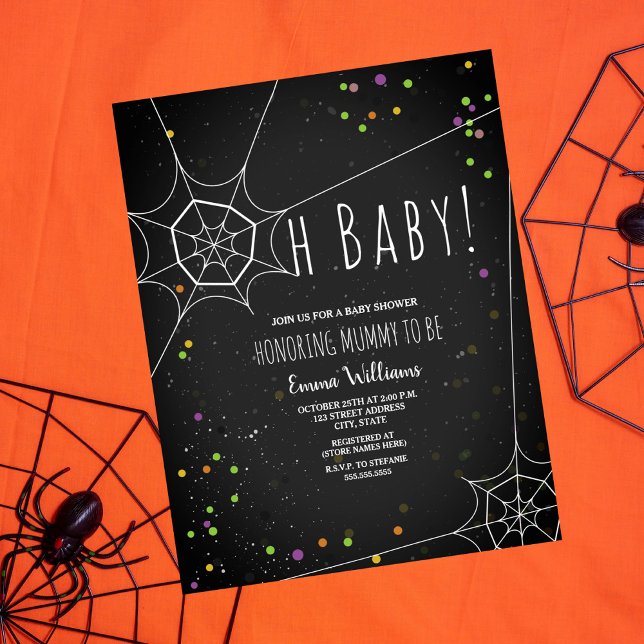 Convites Oh, Chá de fraldas de Halloween da Web de Bebê (Criador carregado)
