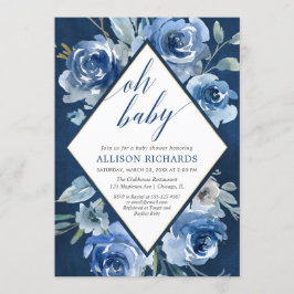 Convites Oh chá de fraldas floral do menino da aguarela dos