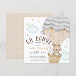Convites Oh, Chá de fraldas Neutro do Urso Urso de Teddy