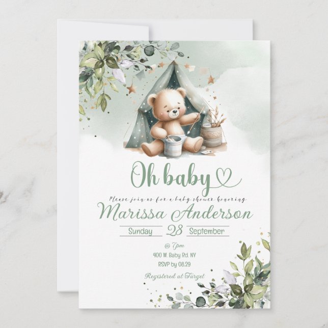 Convites Oh Chá de fraldas Whimsical Baby (Frente)