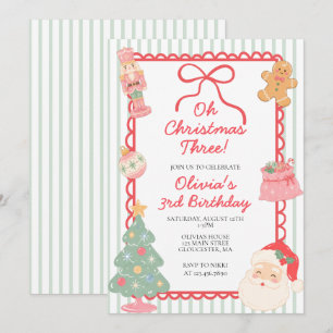 Convites Oh Christmas Three aniversário de 3 anos