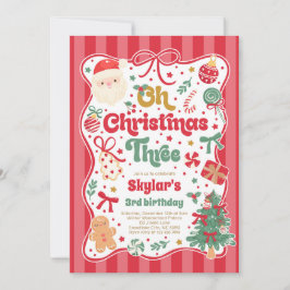 Convites Oh Christmas Tree Coquette Bow 3rd Birthday