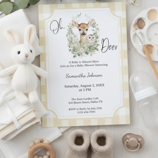 Convites Oh Deer Baby Shower • Woodland Neutral Theme (Criador carregado)