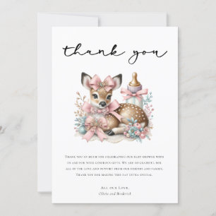 Convites Oh Deer! Chá de fraldas Floral Rosa Obrigado