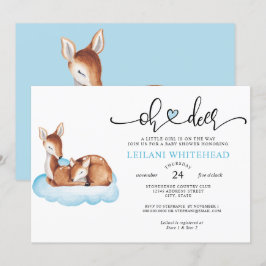 Convites Oh Deer Chá de fraldas Watercolor Nuvem Azul