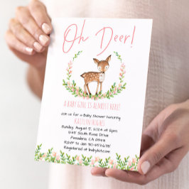 Convites Oh Deer Floral Chá de fraldas Invite