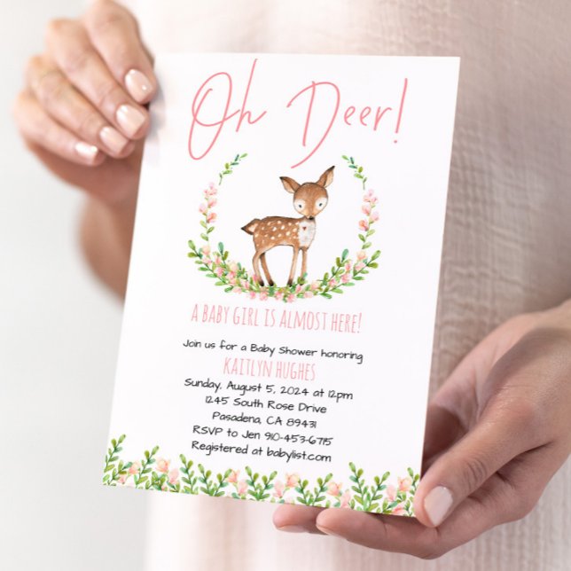 Convites Oh Deer Floral Chá de fraldas Invite (Criador carregado)